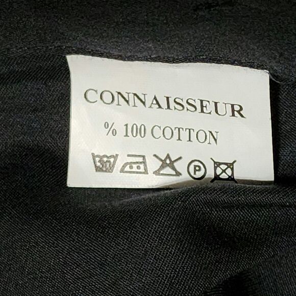 Connaisseur Paris Mens Button-Up Dress Shirt XL 43/44 Black Cotton Chest-Pleats - Picture 8 of 9